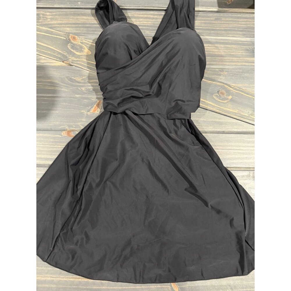 Cocopear Womens Black Swimsuit 3XL With Ruched Detailing & Cross Back Design